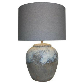 Bureaulamp DKD Home Decor Canvas Keramisch Grijs (38 x 38 x 60 cm)