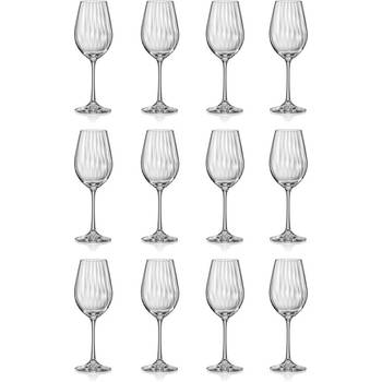 F2D Optic Luxe Wijnglas - Elegante Kristalglas Glazen - 35 cl - Set van 12 - Ideaal voor Rode & Witte Wijn