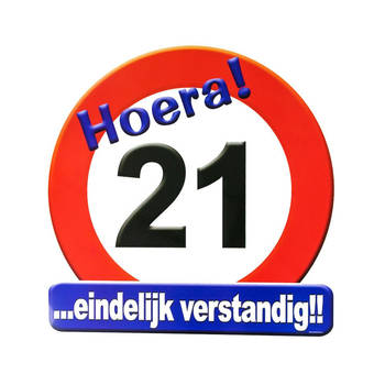 Hulde stopbord 21 jaar verjaardags cadeau/versiering - Feestdecoratieborden