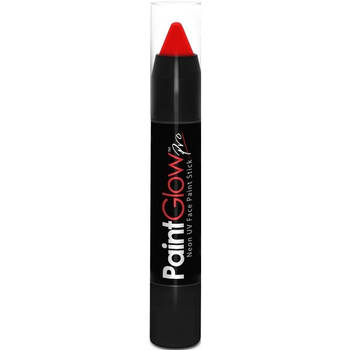 PaintGlow Face paint stick - neon rood - UV/blacklight - 3,5 gram - schmink/make-up stift/potlood - Schmink