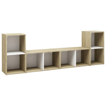 vidaXL Tv-meubelen 4 st 72x35x36,5 cm bewerkt hout wit sonoma eiken