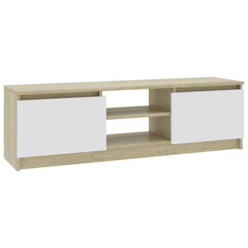 vidaXL Tv-meubel 120x30x35,5cm bewerkt hout wit en sonoma eikenkleurig