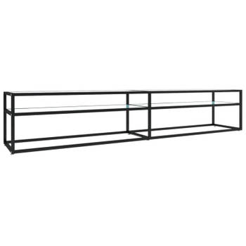 vidaXL Tv-meubel 220x40x40,5 cm gehard glas witmarmerkleurig