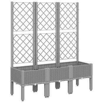 vidaXL Plantenbak met latwerk 120x40x142 cm polypropeen lichtgrijs