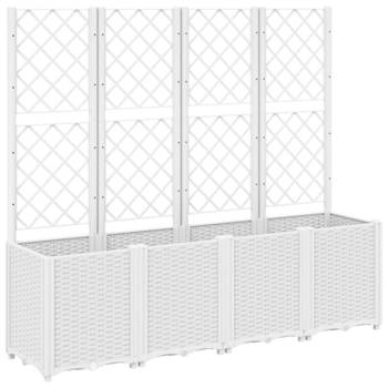 vidaXL Plantenbak met latwerk 160x40x140 cm polypropeen wit