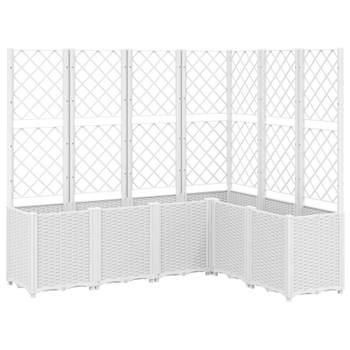 vidaXL Plantenbak met latwerk 160x120x140 cm polypropeen wit