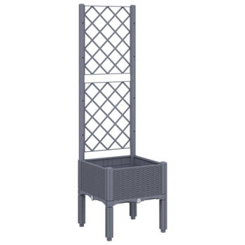 vidaXL Plantenbak met latwerk 40x40x142 cm polypropeen grijs