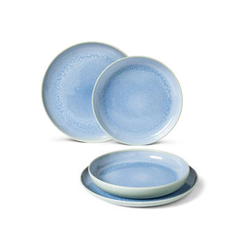 Villeroy & Boch Bordenset Crafted - Blueberry turquoise - 4-delig / 2 personen