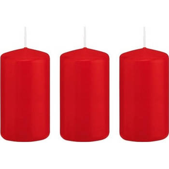 3x Kaarsen rood 5 x 10 cm 23 branduren sfeerkaarsen - Stompkaarsen