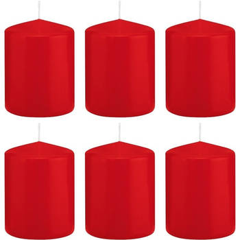 6x Kaarsen rood 6 x 8 cm 29 branduren sfeerkaarsen - Stompkaarsen