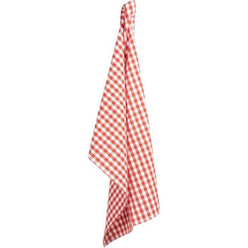 Clayre & Eef Theedoek 50x70 cm Rood Wit Katoen Ruit Keukenhanddoek