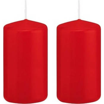 2x Kaarsen rood 5 x 10 cm 23 branduren sfeerkaarsen - Stompkaarsen