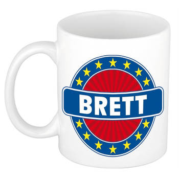 Voornaam Brett koffie/thee mok of beker - Naam mokken