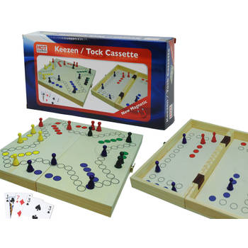 Keezen spel - houten keezenspel - reisspel casette 30 x 30 cm vouwbaar bordspel reisuitvoering