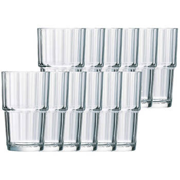 12x Drinkglazen/waterglazen transparant Norvege 270 ml - Drinkglazen