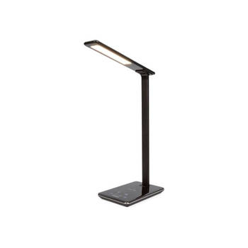 Perel Dimbare Bureaulamp + Draadloze Oplader - 48 Leds - Zwart