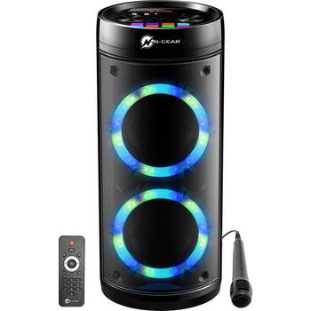 N-GEAR LGP 26R - Draadloze Bluetooth Party Speaker - Karaoke set - 1 Microfoon - Discoverlichting