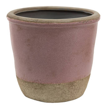 HAES DECO - Bloempot Ø 19x19 cm Roze Beige Keramiek Rond Bloempot binnen Plantenpot Plant pot