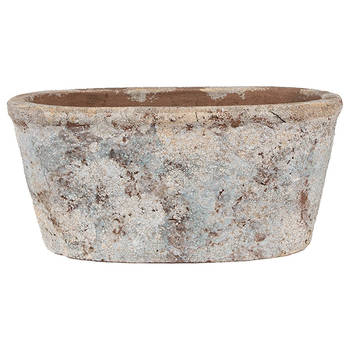 HAES DECO - Bloempot 26x13x12 cm Beige Blauw Terracotta