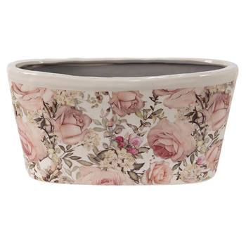 HAES DECO - Bloempot 27x13x14 cm Roze Keramiek Bloemen Bloempot binnen Plantenpot Plant pot