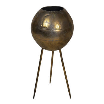 HAES DECO - Bloempot Ø 27x66 cm Goudkleurig Metaal Rond Bloempot binnen Plantenpot Plant pot