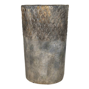 HAES DECO - Bloempot Ø 24x39 cm Grijs Steen Rond Bloempot binnen Plantenpot Plant pot