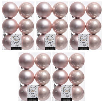 30x Kunststof kerstballen glanzend/mat licht roze 8 cm kerstboom versiering/decoratie lichtroze - Kerstbal