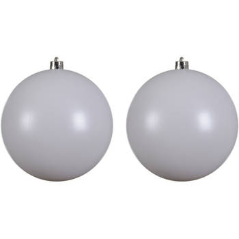 2x Grote raam/deur/kerstboom decoratie winter witte kerstballen 14 cm mat - Kerstbal