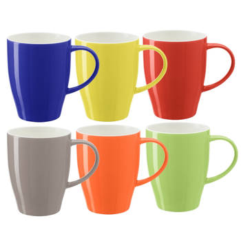 Bellatio Design Koffie mokken/bekers Paris - 6x - porselein - multi kleuren - 350 ml - Bekers