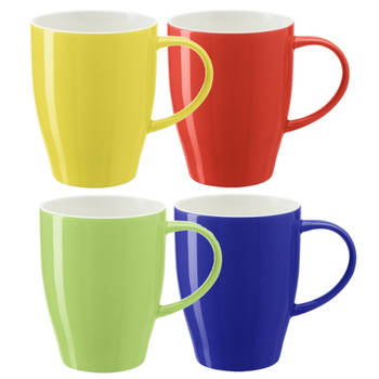 Bellatio Design Koffie mokken/bekers Paris - 4x - porselein - multi kleuren - 350 ml - Bekers