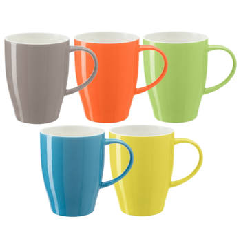 Bellatio Design Koffie mokken/bekers Paris - 5x - porselein - multi kleuren - 350 ml - Bekers