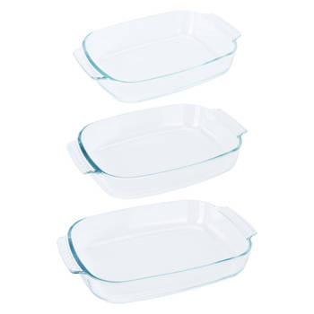 Ovenschalen 3-delige set - glas - ovaal - 2/ 2.7/ 3.8 Liter - vaatwasser bestendig - Ovenschalen