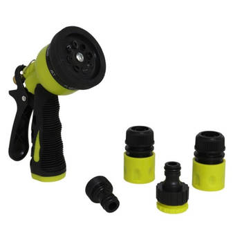 Pro Garden Tuinsproeier set 4-delig - broeskop/sproeipistool met aansluitstukken - 16 cm - Broeskoppen