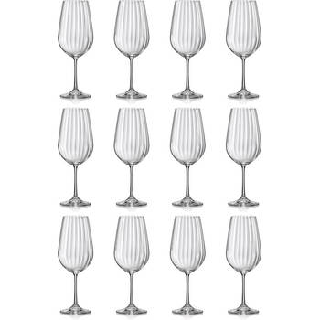 F2D Optic Luxe Wijnglas - Set van 12 - Elegante Kristalheldere Glazen - 55 cl - Ideaal voor Rode & Witte Wijn