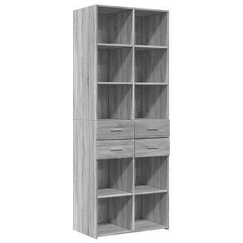 vidaXL Hoge kast 70x42,5x185 cm bewerkt hout grijs sonoma eikenkleurig