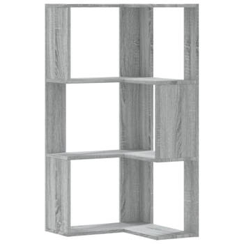 vidaXL Boekenkast 3-laags hoek 50x50x102 cm bewerkt hout grijs sonoma