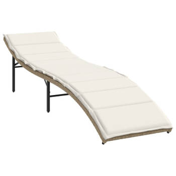 vidaXL Ligbed met kussen 55x199x50 cm poly rattan beige