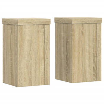 vidaXL Plantenstandaards 2 st 10x10x18 cm bewerkt hout sonoma eiken