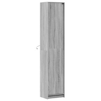 vidaXL Hoge kast met LED 41,5x32,5x200 cm bewerkt hout grijs sonoma