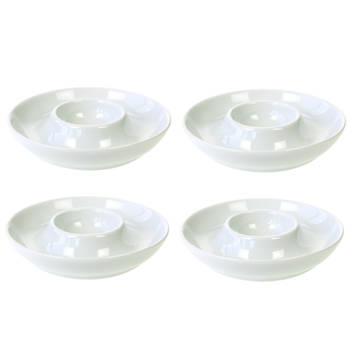 Set van 4x stuks eierdopje van porselein wit 8 cm - Eierdopjes