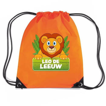 Leo de Leeuw trekkoord rugzak / gymtas oranje voor kinderen - Gymtasje - zwemtasje