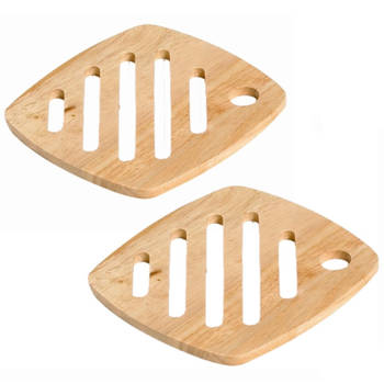 Set van 2x stuks vierkante pannen onderzetters van hout 18 cm - Panonderzetters