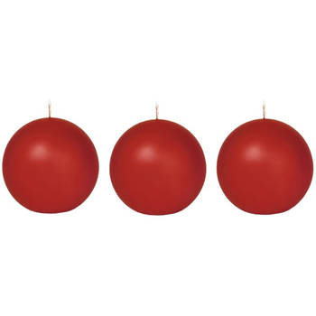 3x Ronde kaarsen rood 7 cm 36 branduren sfeerkaarsen - bolkaarsen