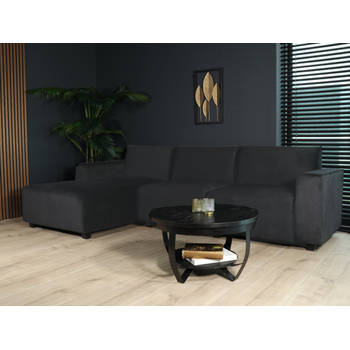 Hoekbank design Riley 270cm bank zwart velvet loungebank links