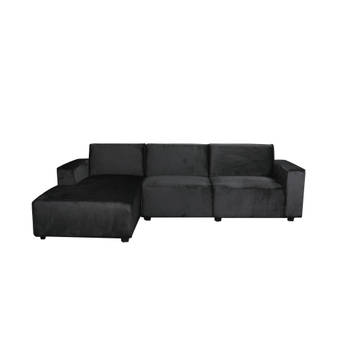 Hoekbank design Riley 270cm bank zwart velvet loungebank links