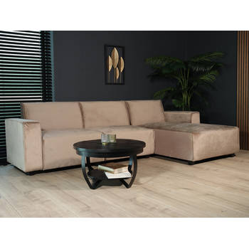 Hoekbank design Riley 270cm bank champagne velvet loungebank rechts