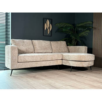 Hoekbank design Nox 250cm bank taupe chenille bankstel rechts loungebank