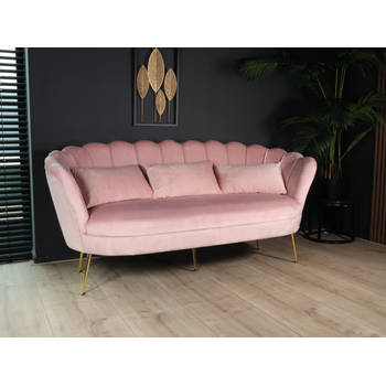 Zitbank Belle 3 zits Velvet roze bankstel 180cm stof bankstel incl. 3 kussens bank