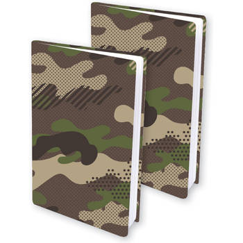 Camouflage Rekbare boekenkaften - Voor A4 boeken met een harde kaft - 2 stuks