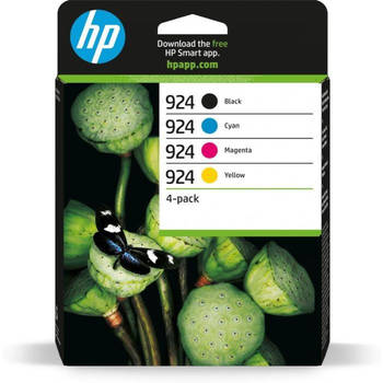 HP 924 originele inktcartridges, set van 4 cyaan, magenta, geel, zwart